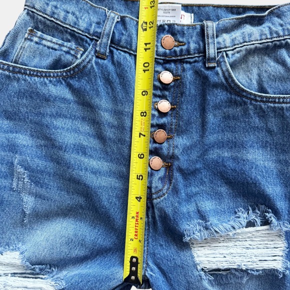 Vibrant M.I.U. High Rise Wide Leg Distressed Jeans Blue Juniors Sz 7 boho Grunge - Picture 6 of 16